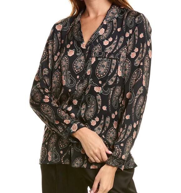 The Kooples Tops - New the Kooples paisley flowers floral black blouse size 2 M